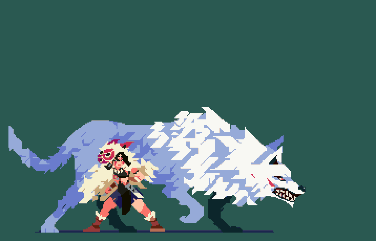 'I can deal with forest Gods, it's humans I'm worried about… Remember you can't trust men.'
#princessmononoke #pixelart #ドット絵