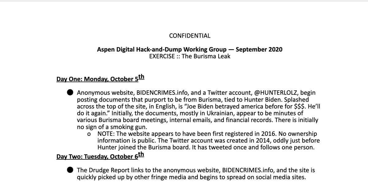 mtaibbi's tweet photo. Attendees of the "Burisma Leak" exercise in summer 2020 - including @nytimes and @washingtonpost - embraced radical change: "Break the 'Pentagon Papers' principle" emphasizing authenticity and newsworthiness, focusing on "provenance" and "restraint" instead. More soon https://t.co/SFErHTJHad