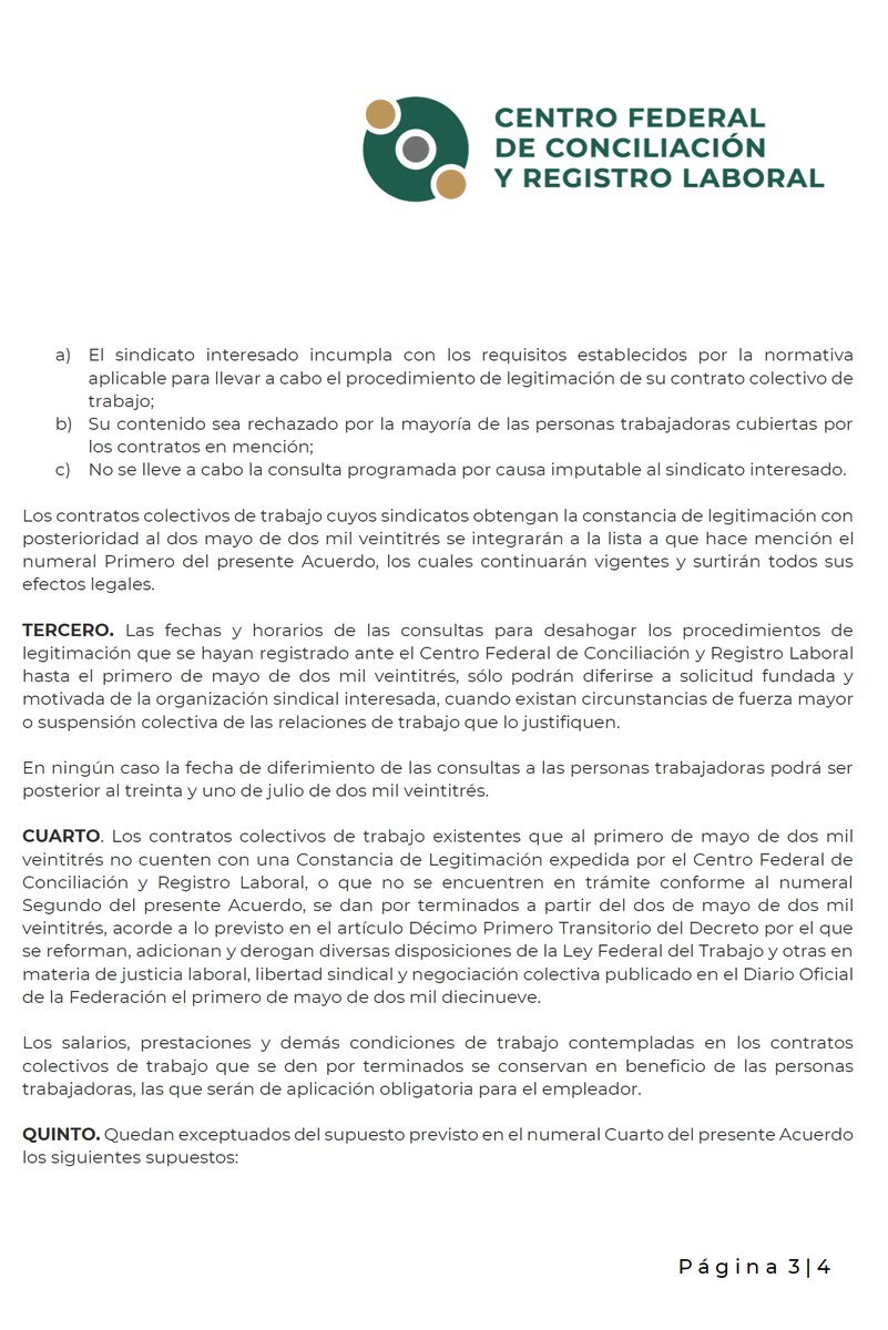 manuelsancheznl's tweet image. Acuerdo por el que se dan a conocer Contratos Colectivos de Trabajo legitimados y la terminación de los que no fueron legitimados ni registrados para su consulta al 1 de mayo de 2023. 

#Trabajo #Sindicato #SUTERM #Fuerzalaboral #México #Gobierno #VVALNER