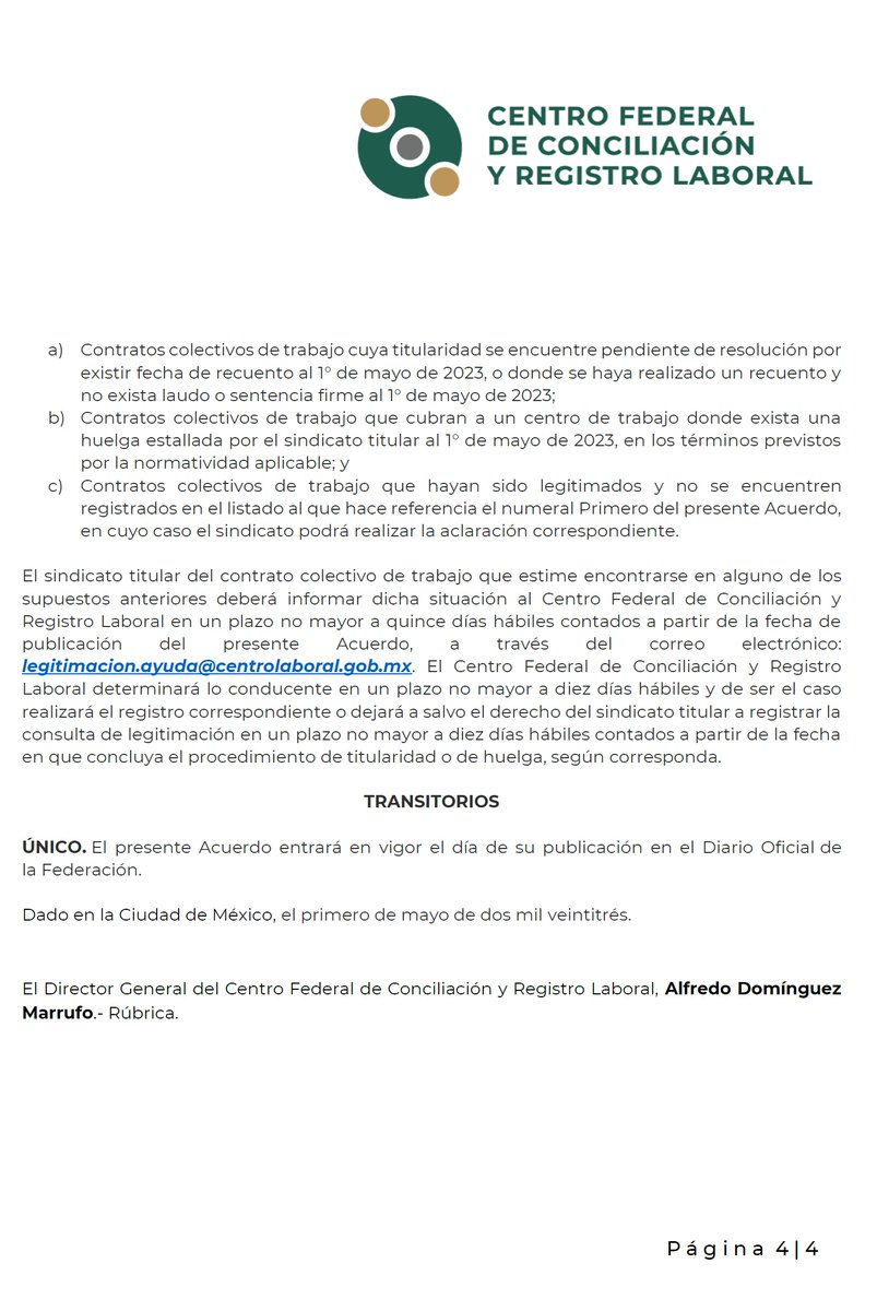 manuelsancheznl's tweet image. Acuerdo por el que se dan a conocer Contratos Colectivos de Trabajo legitimados y la terminación de los que no fueron legitimados ni registrados para su consulta al 1 de mayo de 2023. 

#Trabajo #Sindicato #SUTERM #Fuerzalaboral #México #Gobierno #VVALNER