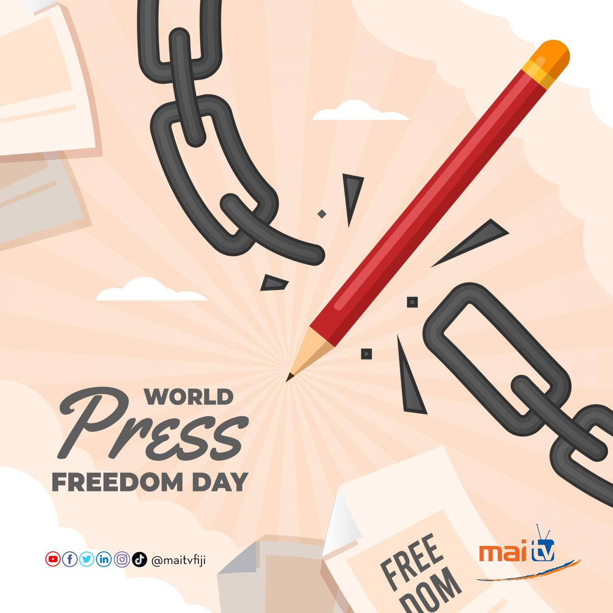 maitvfiji's tweet image. Freedom of the Press is an essential right &amp;amp; a core principle of democracy. Sharing knowledge and sparking debate, a free press invigorates and educates the nations citizens.

Happy World Press Freedom Day #Fiji #TeamFiji
#PressFreedomMatters #DefendFreePress #FijiMedia #FijiNews