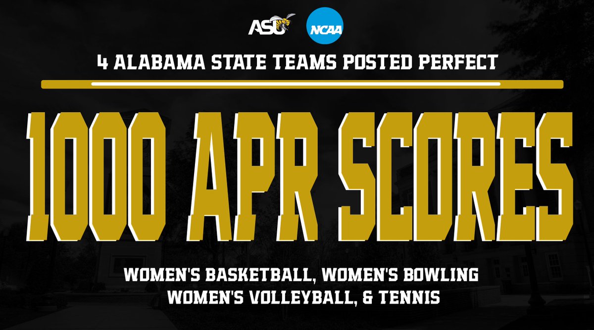 Congratulations to our 4 teams posting perfect APR scores of 1000!

📰: bit.ly/3VGbdHH

#IAMSWAC | #SWARMAS1 

@ASUHornetNation | <a href="/theswac/">Southwestern Athletic Conference</a>