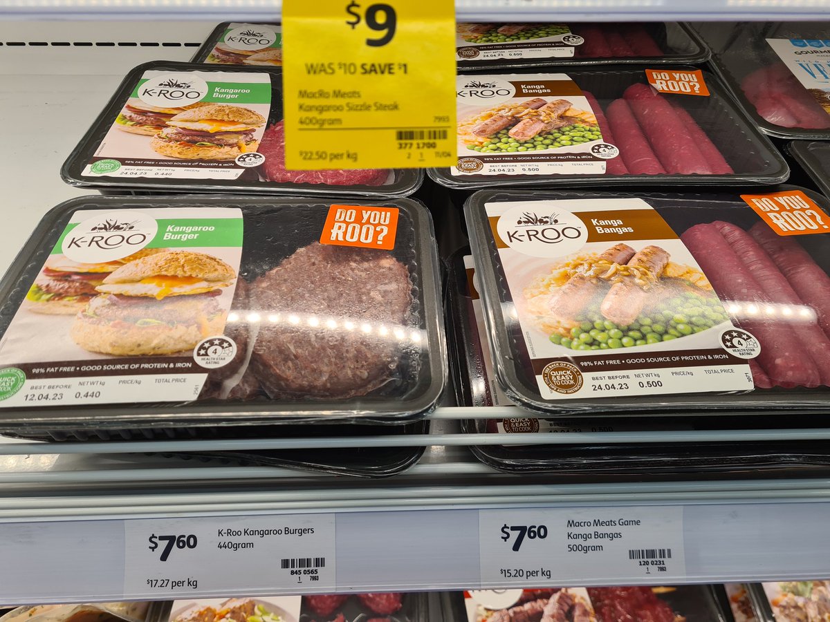 Playerone_start's tweet photo. @mibr_0 @TheOnlyNessie You can pick what you like from this glorious selection.
#KangarooMeat
#Yum
#Food https://t.co/UCjRQY2YZu