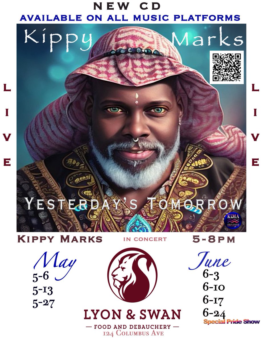 kippymarks's tweet image. So happy to announce 7 shows at LYON &amp;amp; SWAN Saturday's 5-8 pm, May and June. Come for delicious dinner, Tasty Wines, and a Spectacular show of my new CD "YESTERDAY'S TOMORROW" Support gay owned businesses and local LGBTQI Artist. 122 Columbus St, San Francisco.