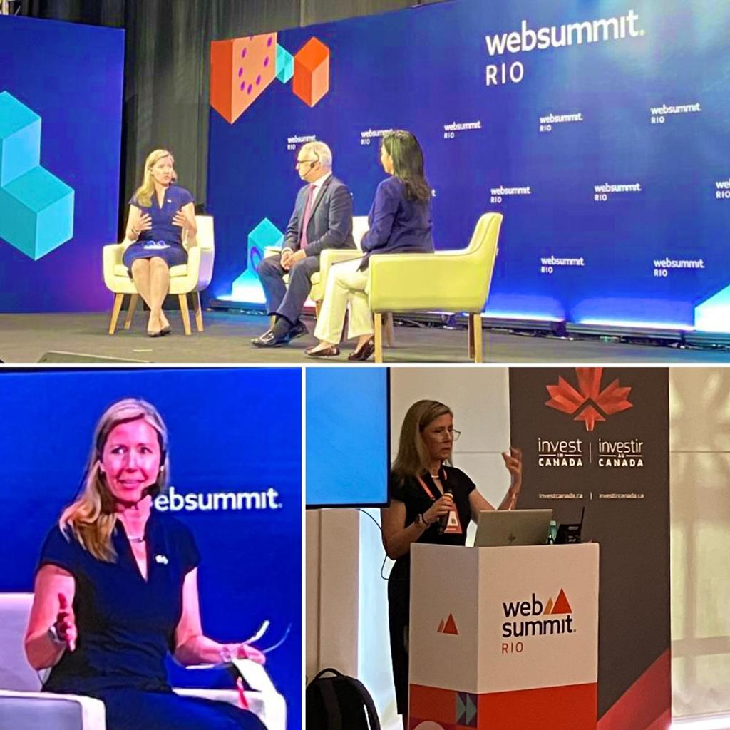 No <a href="/WebSummitRio/">Web Summit Rio</a>, a Chief Trade Commissioner <a href="/TCS_SDC/">Trade Commissioner Service</a> 🇨🇦, <a href="/SaraWilshaw/">Sara Wilshaw</a> durante o painel "O que está mudando na internacionalização?" destacando estratégias para empresas crescerem globalmente e o posicionamento do Canadá - com <a href="/ElaineReyesTV/">Elaine Reyes</a> <a href="/BernardoICruz/">Bernardo Ivo Cruz</a> #CanadaWebSummitRio