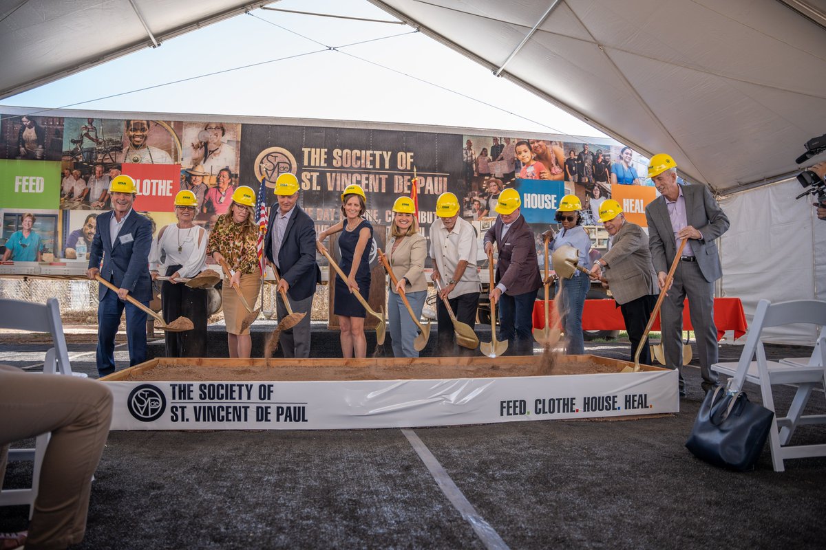 SVdP's tweet photo. BREAKING NEWS: SVdP broke ground on our new Ozanam Manor II transitional shelter, which will add 100 beds for unhoused seniors! Thank you to @MayorGallego and @maricopacounty's Clint Hickman for speaking and for the city, county, and state support! https://t.co/Ruc7w2uuCu https://t.co/TWwLFWz8vm