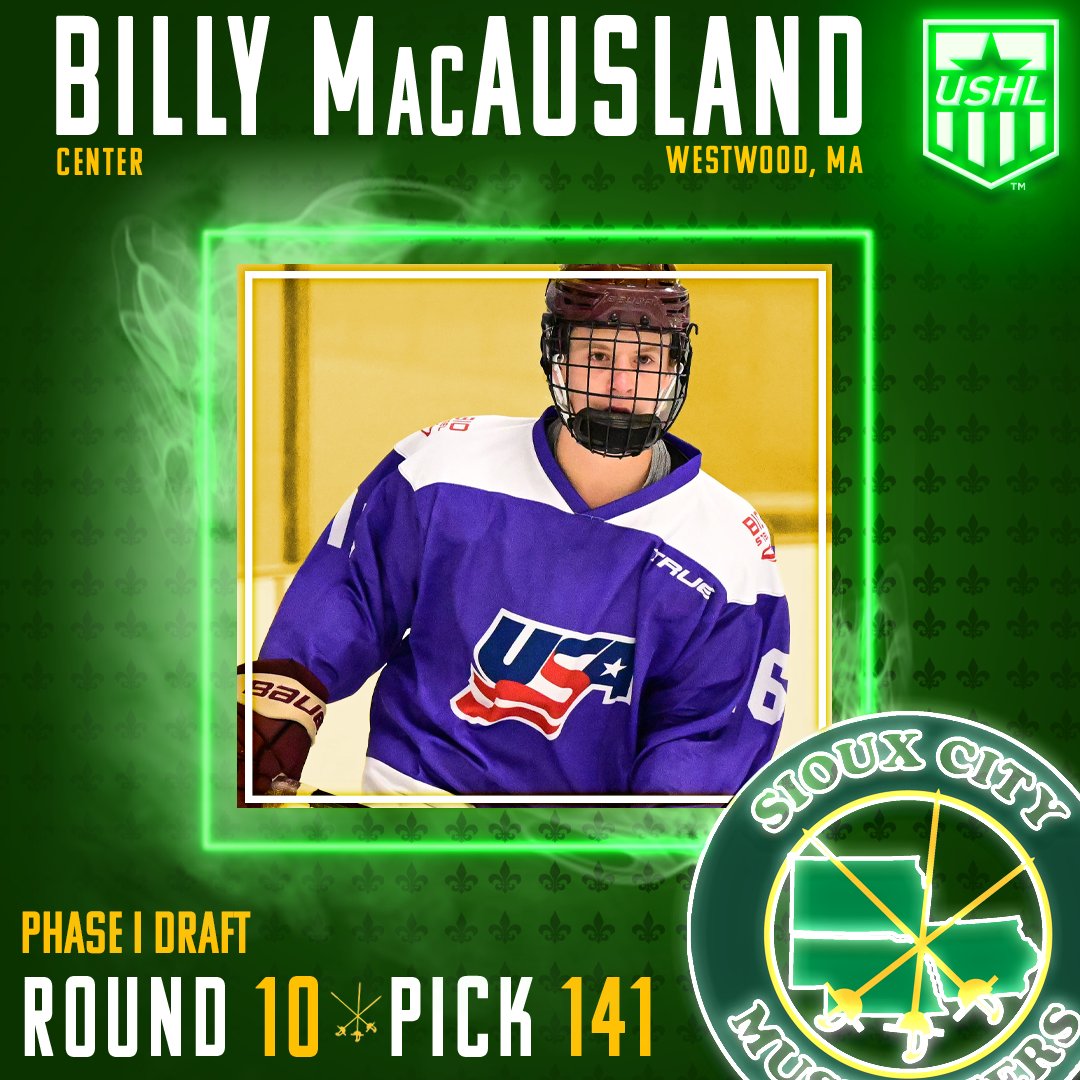 We finish off the <a href="/USHL/">USHL</a> Phase I Draft with the selection of <a href="/BillyMacausland/">Billy MacAusland</a> in the tenth round. Welcome to the Muskies Billy! 

#2023ushlDraft | #SCMusketeers | #USHL