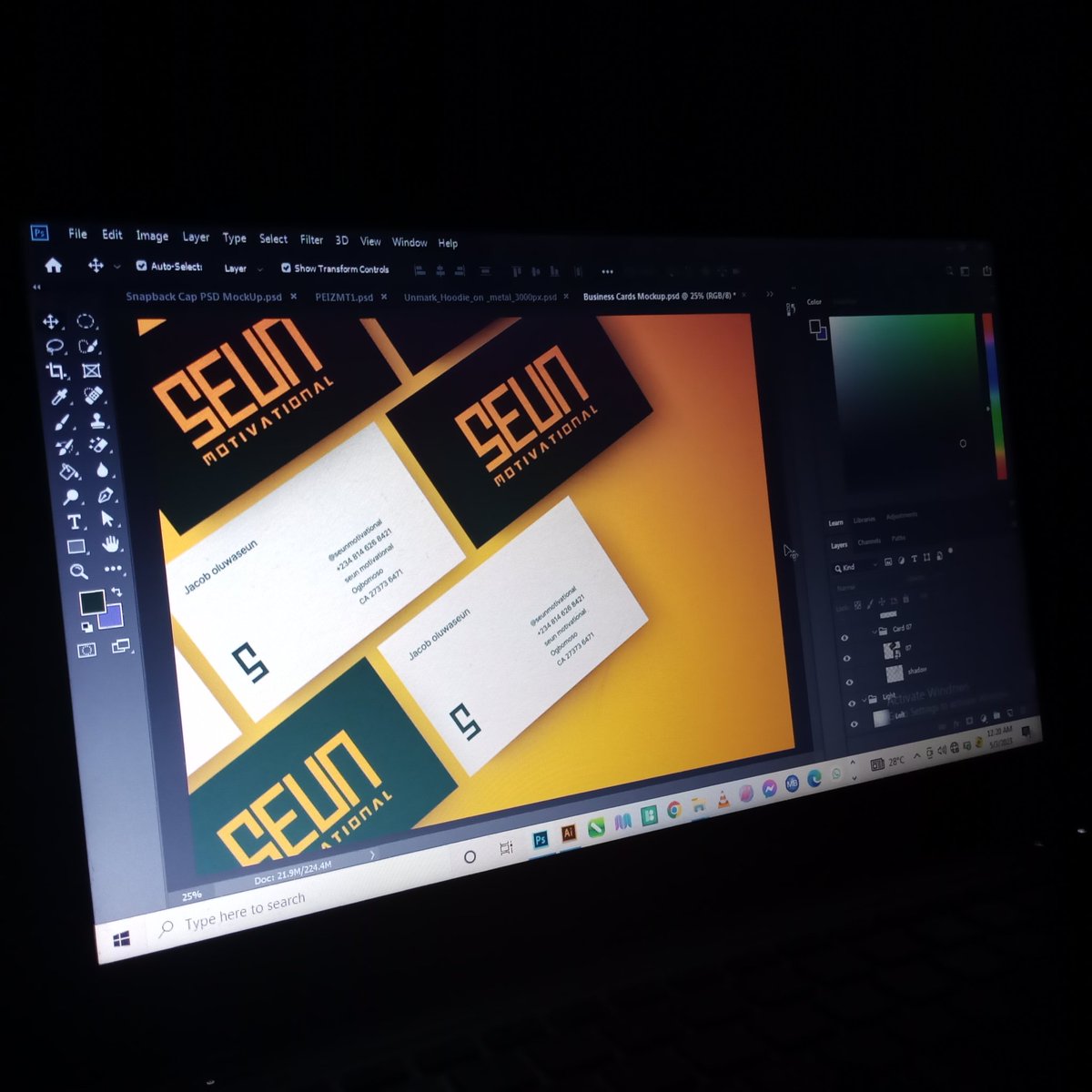 Working all-nighter 
On a brand identity design project 
Bang! Bang!! Bang!!! 

#mockup #bussinesscard #LogoDesign #brandidentity #graphicsdesign #graphicsdesigner #branding #designforlife #designbyforesight #designers