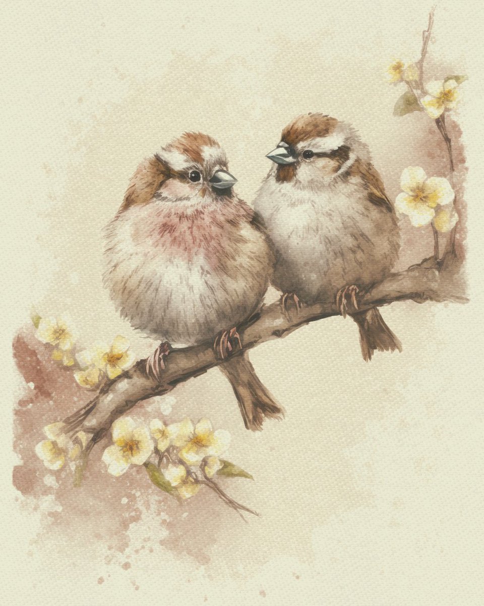 A couple of fluffy sparrows 🐦

#digitalart 
#イラスト #AIArtwork 
#イラスト好きな人と繋がりたい