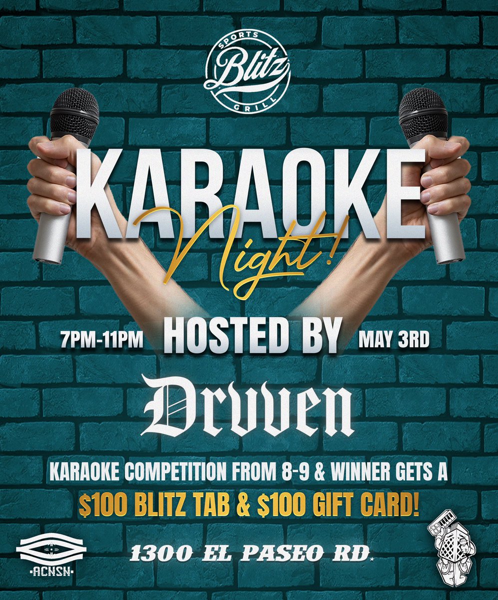 Magicxxxleo95's tweet photo. TOMORROW🔥
THE BOY @ DRAVEN IS GOING TO BE HOSTING THE FIRST EVER KARAOKE NIGHT @BLITZZZ
@fatcrates ❌ 
-Karaoke Competition from 8-9, 1st &amp; 2nd Winners get $100 Gift Card or $100 Blitz Tab⚡️ 
 Table Reservations Recommended! 
Call/text 575-915-8084 To reserve! 
@acnsn_collective https://t.co/ZhX0DhC2zb