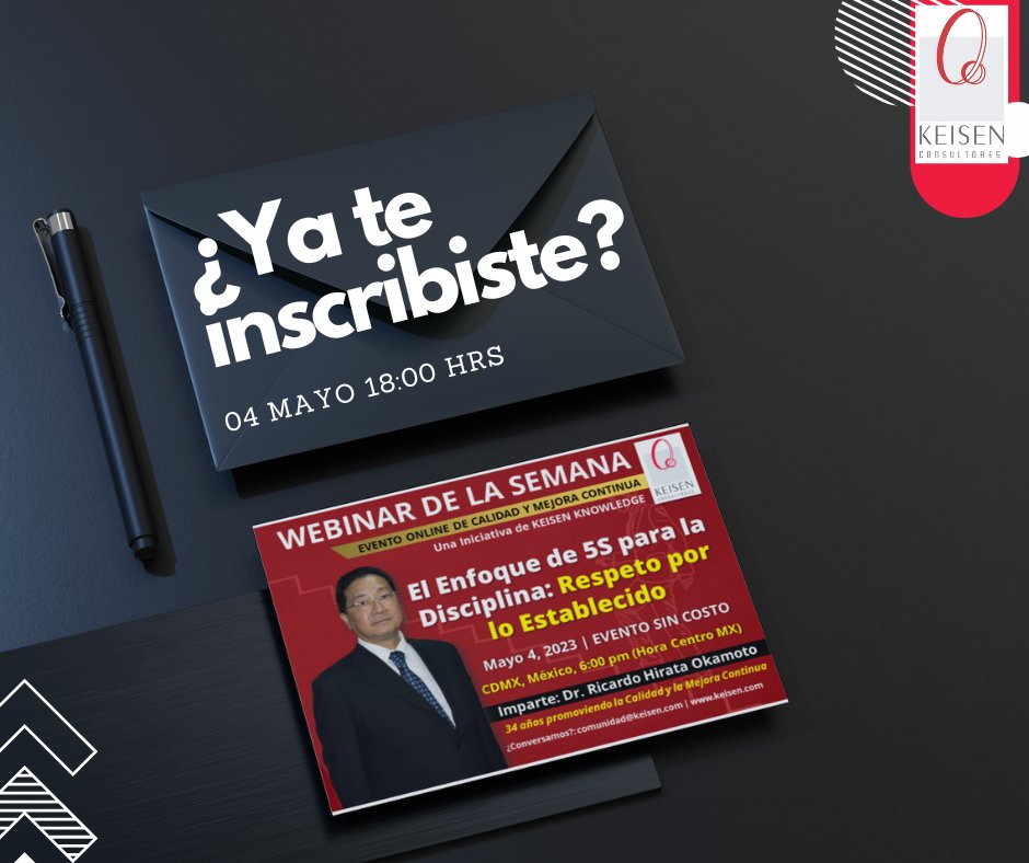 KEISENCENTER's tweet photo. NO TE LO PIERDAS Te esperamos el 4 de mayo 2023 | 6:00pm (Hora Centro MX)
Webinar: El Enfoque de 5S para la Disciplina: Respeto por lo Establecido
Regístrate en el link: https://t.co/rundOT5JEW
#MejoramosLoInmejorable #PesoPluma #Soporta https://t.co/AhO1n782B0