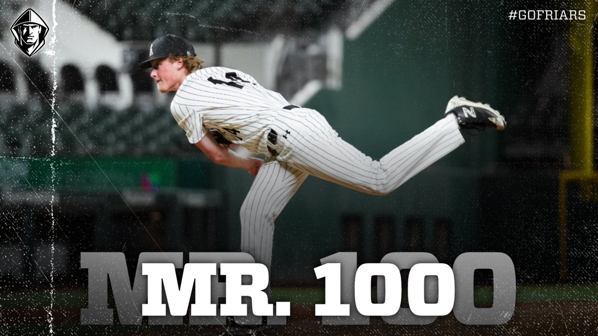 For only the second time in school history, Brandon Bertsch has reached 100 strikeouts in a season. Congratulations Brandon!

#GoFriars