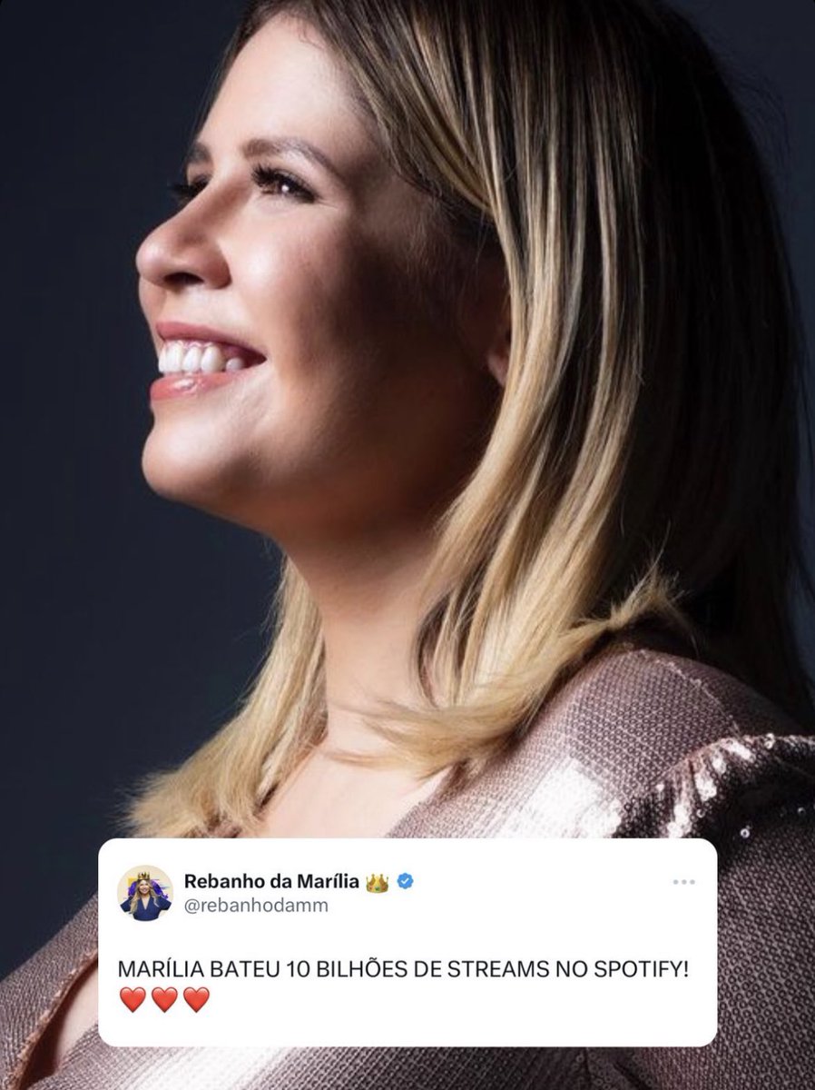 rebanhodamm's tweet photo. 10 bilhões de streams. 
A primeira brasileira a atingir a marca. 

Isso é Marília Mendonça. Insuperável! 👑♥️ https://t.co/sC2rqsE7ar