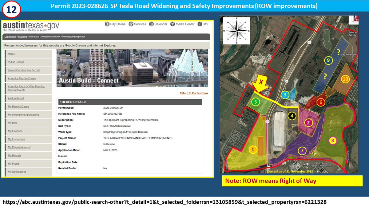 JoeTegtmeyer's tweet photo. There are 18 new permits filed with the City of Austin for Giga Texas (March to May). "Cyber Restrooms", Tesla Road widening, Boat Docks, building extension  &amp; tons of interior changes. Here are a few w/ maps showing locations. I'll go into these more in-depth in future videos! https://t.co/q5NniCkSyv
