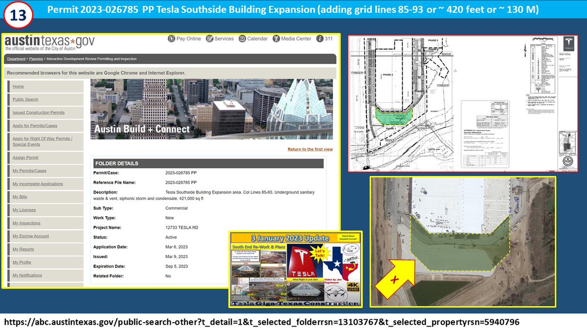 JoeTegtmeyer's tweet photo. There are 18 new permits filed with the City of Austin for Giga Texas (March to May). "Cyber Restrooms", Tesla Road widening, Boat Docks, building extension  &amp; tons of interior changes. Here are a few w/ maps showing locations. I'll go into these more in-depth in future videos! https://t.co/q5NniCkSyv