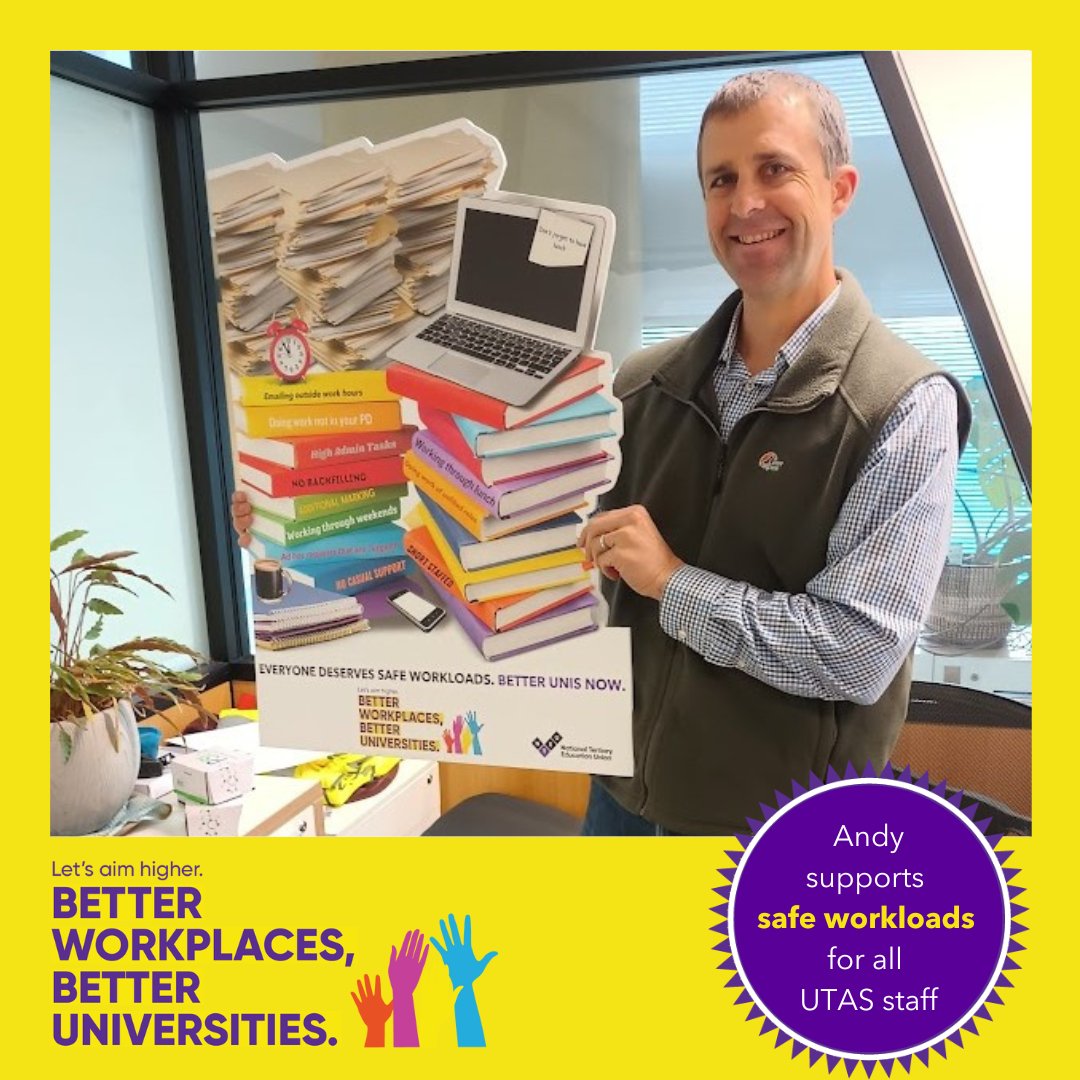 nteu_tas's tweet photo. Many UTAS staff are working through their weekends to ensure work is completed. Staff have the right to disconnect from work. That's why members are standing up in for support safe workloads for all.
#BetterUnisNWA #safework #BetterUTAS #politas @NTEUnion #safe https://t.co/GKi6Cxrp8I