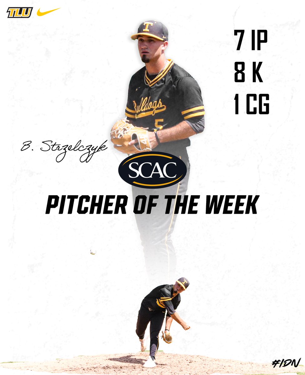 The tone setter ⚔️ 🔪🗡️

For the second time this season, Friday Night Strzelczyk is your SCAC Pitcher of the Week!

🗞️: tlubulldogs.com/sports/bsb/202…

#IDN | #TLUBaseball