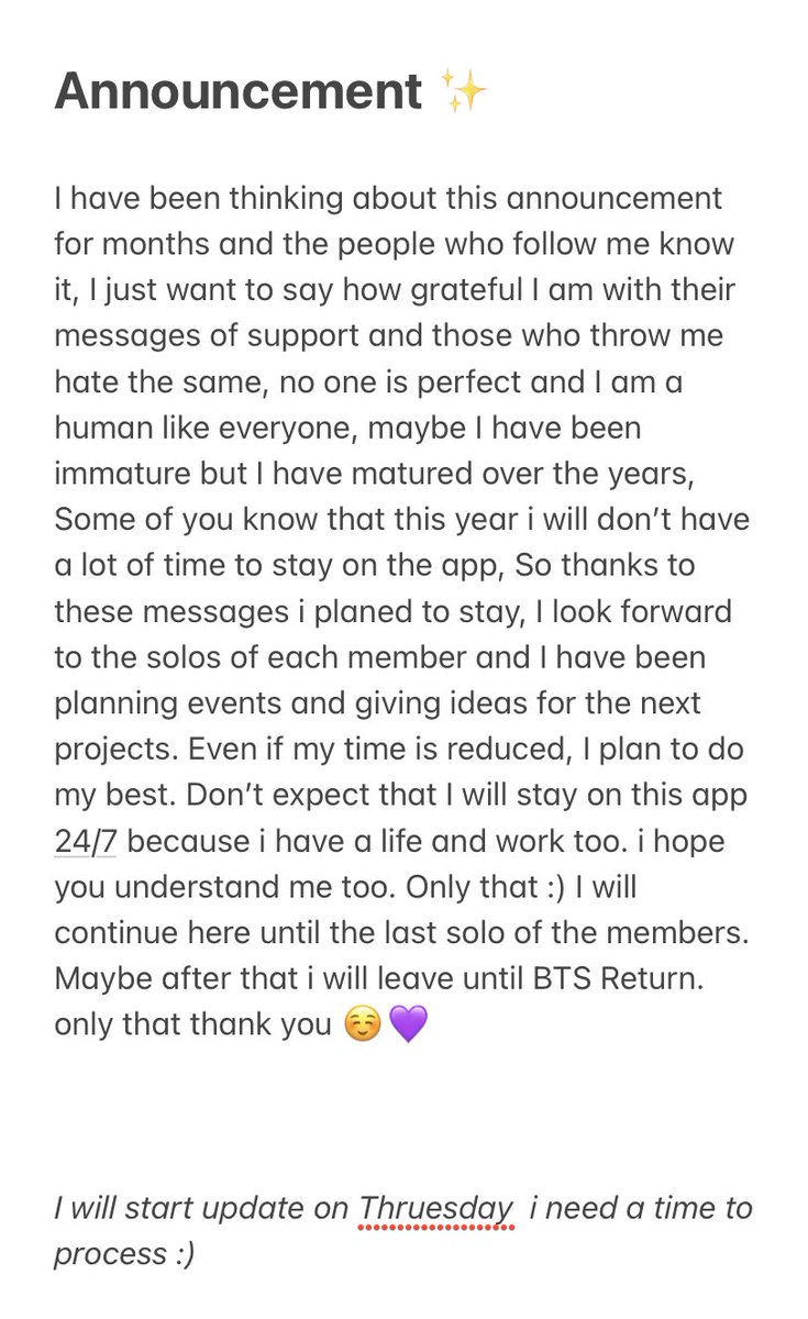btschartsxdaily's tweet photo. 💜 Announcement 💜

Thanks all ☺️🥹✨ https://t.co/ieN5eJErta