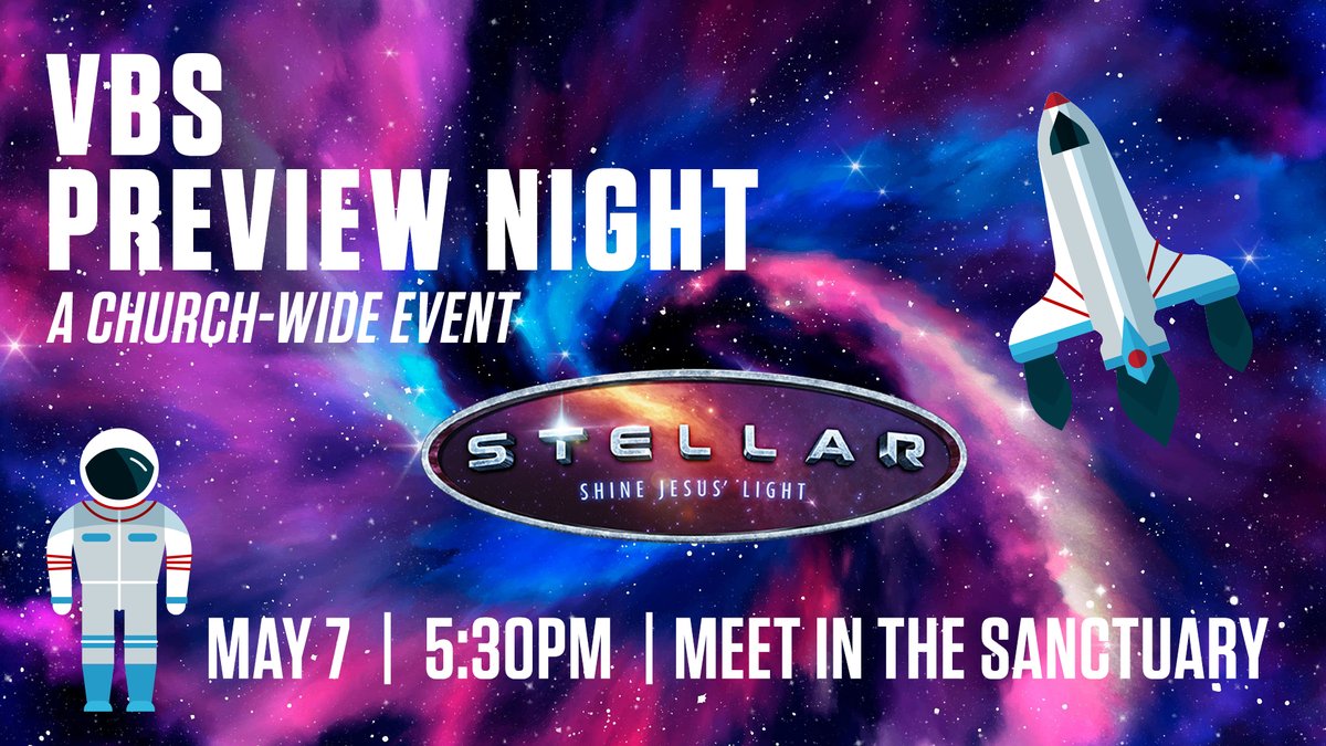 capstonechurch's tweet photo. This Sunday, May 7 at 5:30PM, the whole church family is invited for burgers and fun as we kick off VBS season. Come hang out, slide on the slides and enjoy a Stellar evening and register your kiddos for VBS 2023. It’s gonna be out of this world!  Meet in the sanctuary. https://t.co/CmkYgjxMS3