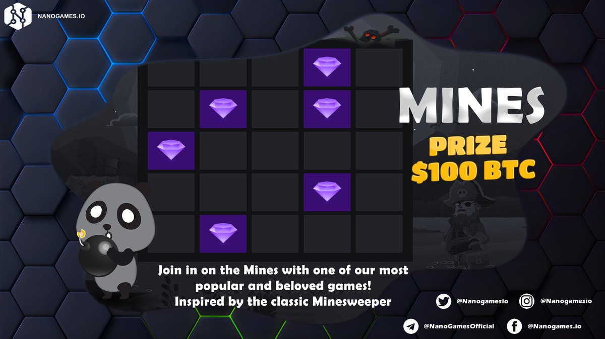 Our featured game of the week is "Mines" 🕹

🏆$50 for 2 random players

✔Post a screenshot playing Sword (CUB included)
✔Like + RT Using #Bitcoin
✔Tag friends
🔺️Minimum VIP Allowed 10+

nanogames.io/mines

⏳Ends 48 hours!

#BTC #BNB #USDT #TRX #LTC #ETH #Giveaway