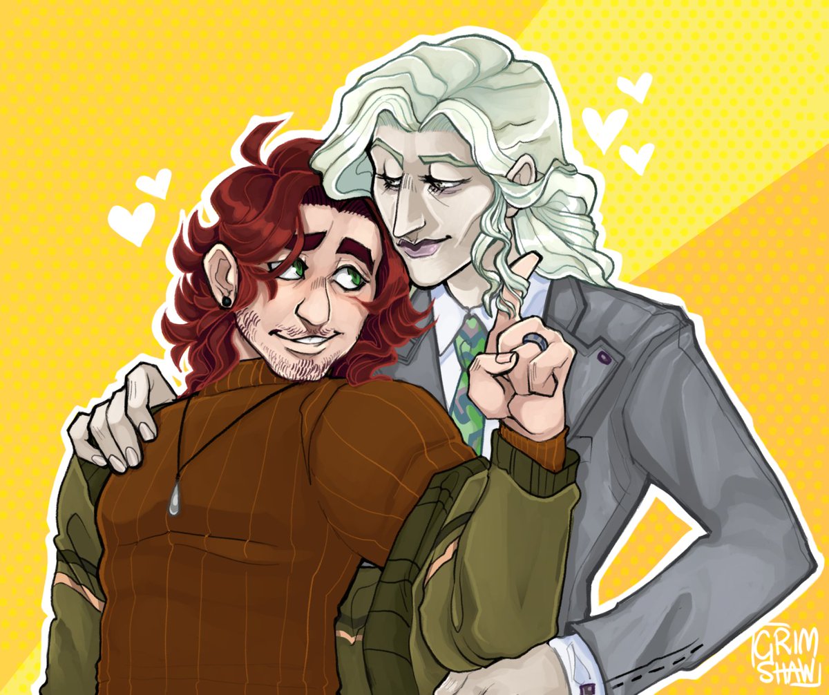phantomeus's tweet photo. A commission for 3lectro-heart on tumblr of his character Ghost (on left) and Yuri from Tiger and Bunny (on right). https://t.co/bDtLOmK02Z
