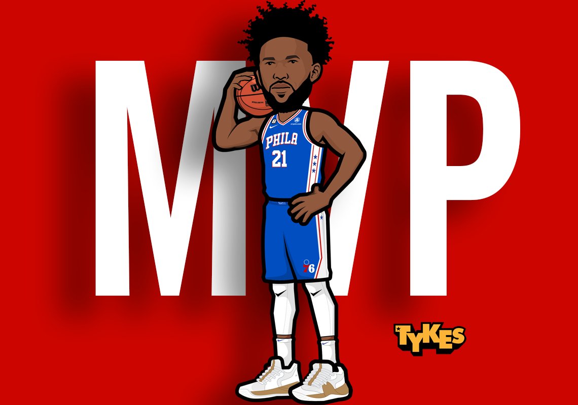 Joel Embiid “MVP Tyke.” Philadelphia 76ers center Joel Embiid has been voted the 2022-2023 NBA Most Valuable Player. Embiid breaks through as the winner after consecutive years as runner-up. #JoelEmbiid #MyTyke #Tykeland