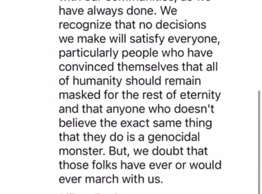 that's a pretty vile statement from <a href="/queermarch/">Reclaim Pride Coalition</a>. 
recruiting for marshals with the statement "keep us safe", so someone said "not safe from COVID if you don't require masks though", and this is part of your response?
that is truly vile and appalling.
