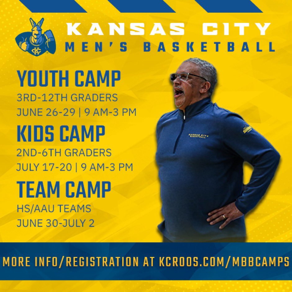 Kansas City Men's Basketball (@kcroosmbb) on Twitter photo Summer is approaching!! Don’t miss out on this great opportunity to learn from <a href="/MarvinMenzies/">Coach Marvin Menzies</a> and his staff! Make sure to sign up with the link below. Tell some friends! <a href="/KCRoosAthletics/">Kansas City Athletics</a>
kcroos.com/MBBCAMPS
#RooUp #KCRoos Summer is approaching!! Don’t miss out on this great opportunity to learn from <a href="/MarvinMenzies/">Coach Marvin Menzies</a> and his staff! Make sure to sign up with the link below. Tell some friends! <a href="/KCRoosAthletics/">Kansas City Athletics</a>
kcroos.com/MBBCAMPS
#RooUp #KCRoos