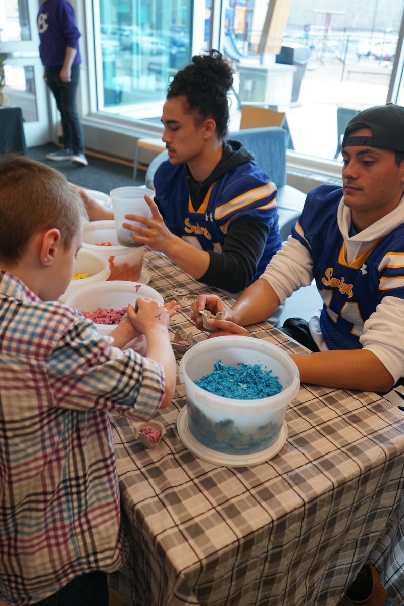 This past weekend several of our guys helped out at the Hermantown YMCA to support Healthy Kids Day. Our guys are awesome ambassadors for <a href="/StScholastica/">St. Scholastica</a> <a href="/CSSsaints/">St. Scholastica Athletics</a> <a href="/CSSSaintsFB/">Saints Football</a> and our Benedictine Values. I am always so proud! Way to be positive leaders! #LiveTheStandard