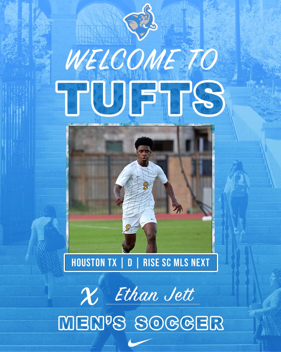 Traveling to Tufts to join the Jumbos from Houston, Texas is defender Ethan Jett. Welcome and congratulations!