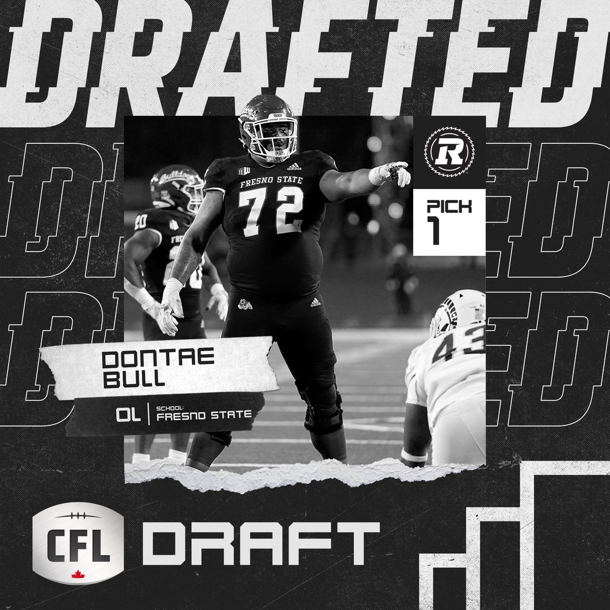 CFL (@cfl) on Twitter photo DONTAE IS THE ONE❗
The <a href="/REDBLACKS/">Ottawa REDBLACKS</a> select <a href="/FresnoStateFB/">Fresno State Football</a> OL Dontae Bull (<a href="/belmontbulldog/">Dontae Bull</a>) with the first overall pick in the #CFLDraft!
#CFL DONTAE IS THE ONE❗
The <a href="/REDBLACKS/">Ottawa REDBLACKS</a> select <a href="/FresnoStateFB/">Fresno State Football</a> OL Dontae Bull (<a href="/belmontbulldog/">Dontae Bull</a>) with the first overall pick in the #CFLDraft!
#CFL