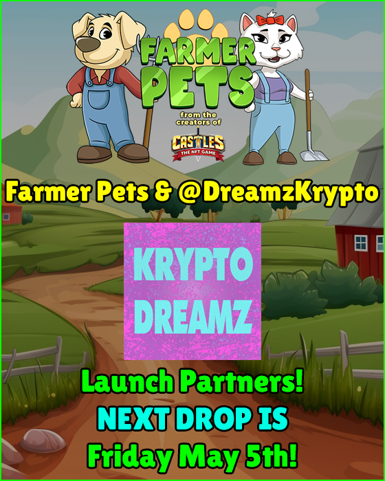 🧑‍🌾FARMER PETS GIVEAWAY🧑‍🌾

A New Game From The Creators Of The Highly Successful CASTLES‼️

I Am Giving Away 20 WL Passes🚀🚀

You Must:  
 
1⃣ Follow <a href="/DreamzKrypto/">Dreamz</a> &amp; <a href="/farmerpets/">farmerpets</a> 
2⃣ WAX Addy  
3⃣ Like/RT

#NFTGiveaways #WAXP #WAXNFT #NFTGiveaway #P2E #NFTs <a href="/MetasourceGames/">Metasource Games</a> #NFT