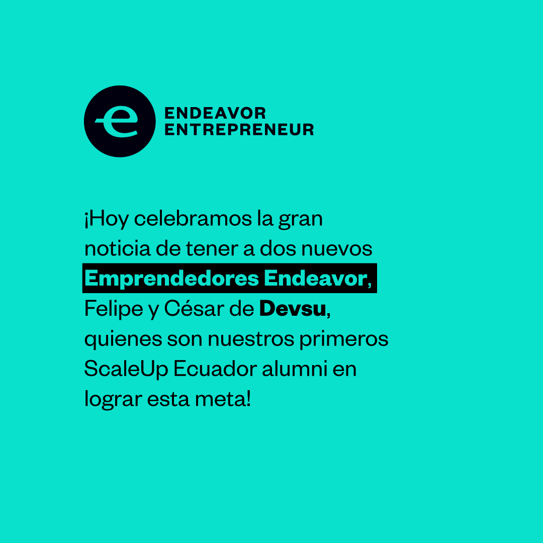 EndeavorEcuador's tweet photo. ¡NUEVOS EMPRENDEDORES ENDEAVOR! 🎉🤩

¡#FelipeCornejo y #CésarSalazar, cofundadores de #Devsu, son los nuevos #EmprendedoresEndeavor! Después de iniciar un viaje hace cuatro años en el programa ScaleUp de Endeavor Ecuador, ¡han logrado un hito impresionante convirtiéndose en EEs! https://t.co/FbBuSVM4Zq
