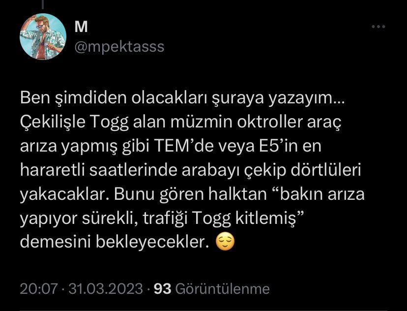 Ahh, ah… Sizin bunları yapacağınızı öngörmek çok zor değildi..😄 #TOGG