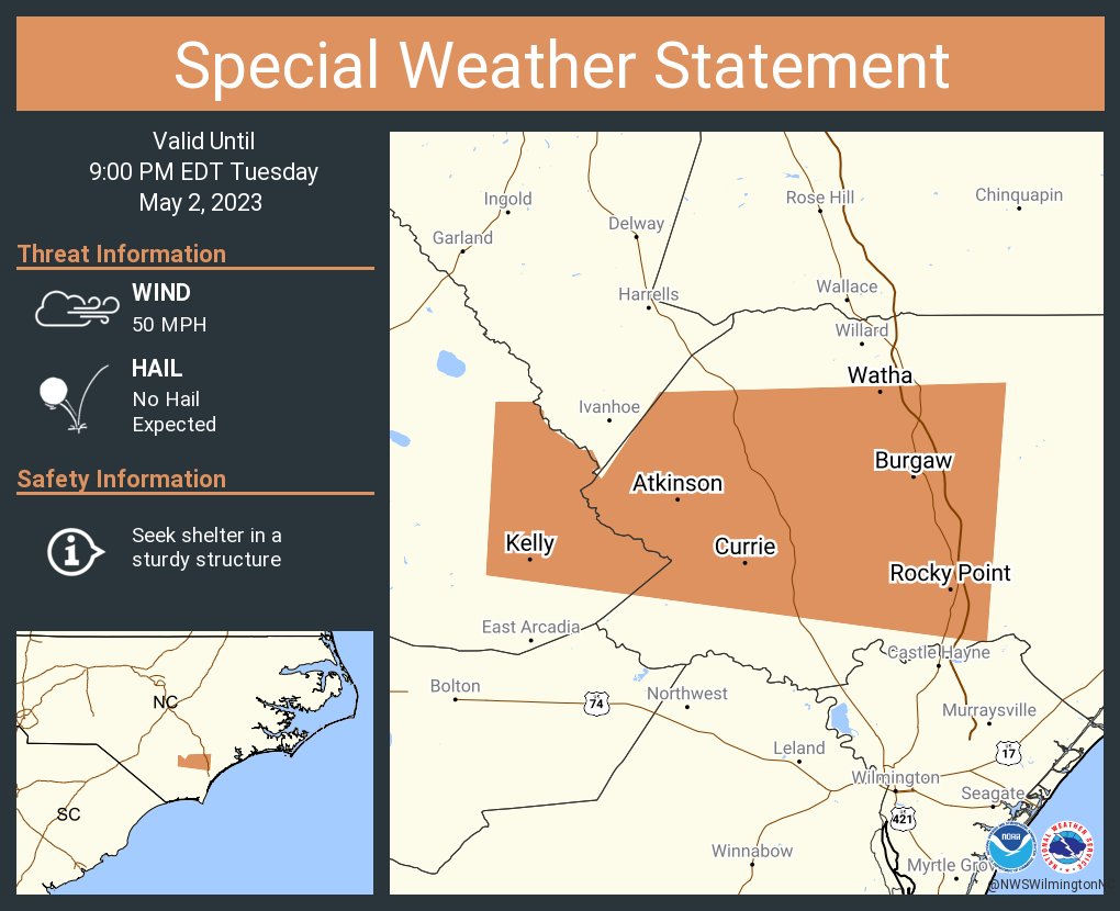 NWS Wilmington NC on Twitter "A special weather statement has been