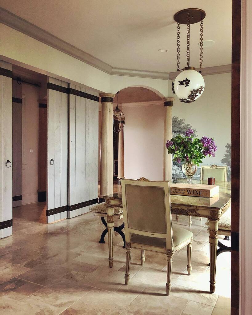 Back in this beautiful home today working with fun clients and their lovely family. Love this view of their dining room from the foyer. And lilacs are in bloom again here in our little corner of Virginia. Such a heavenly bouquet…a favorite scent! These came from the banks of…