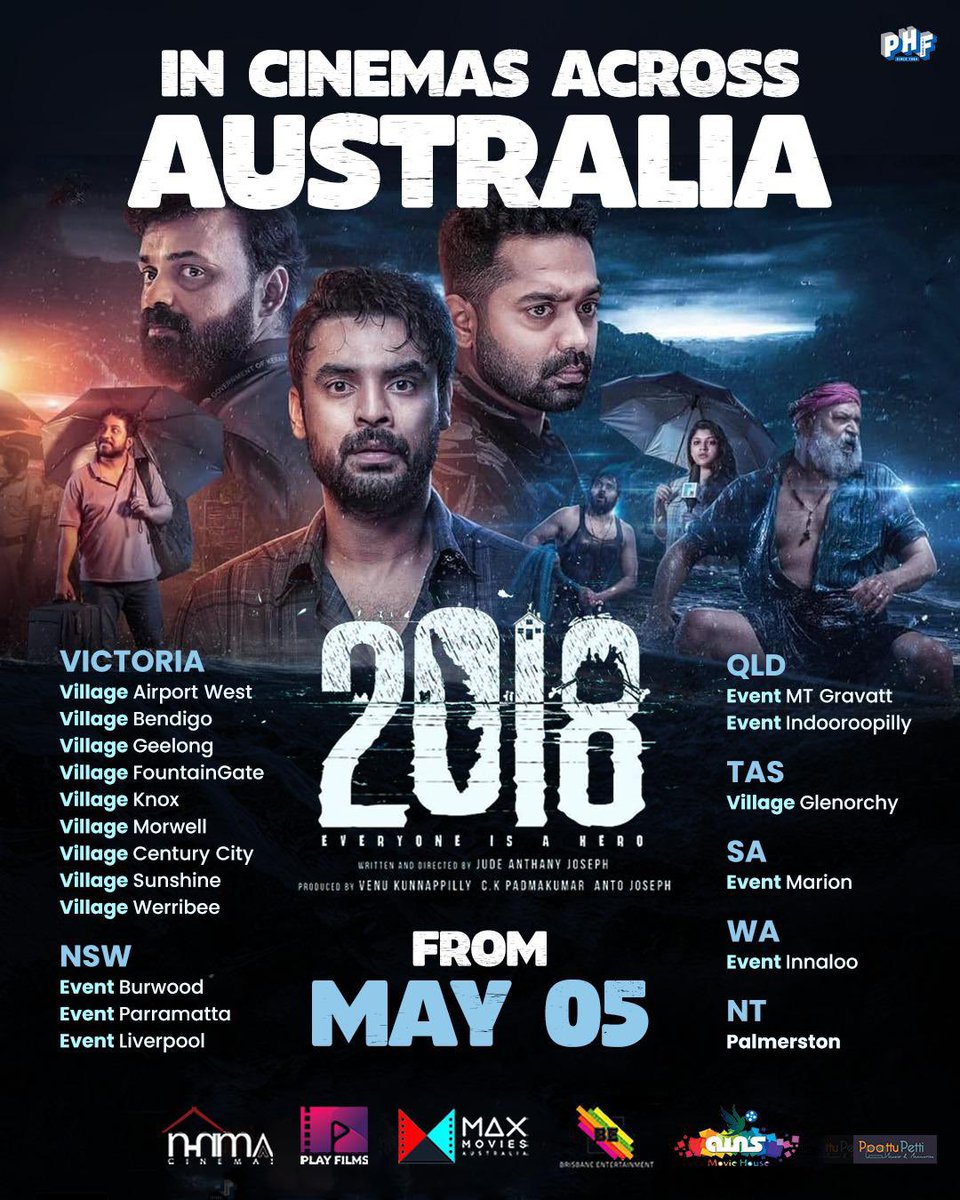 #2018Movie in cinemas across Australia on May 5th 2023! 

#2018
#KeralaFloods