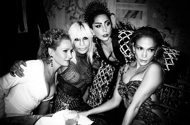 Uma Thurman, Donatella Versace, Lady Gaga and Jennifer Lopez at the 2014 Met Gala. Happy Birthday Donatella! 