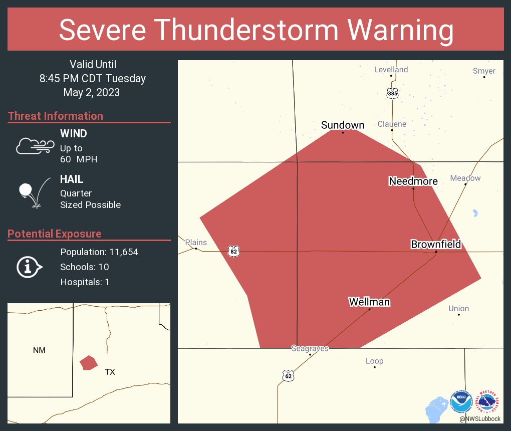NWS Lubbock on Twitter "Severe Thunderstorm Warning including