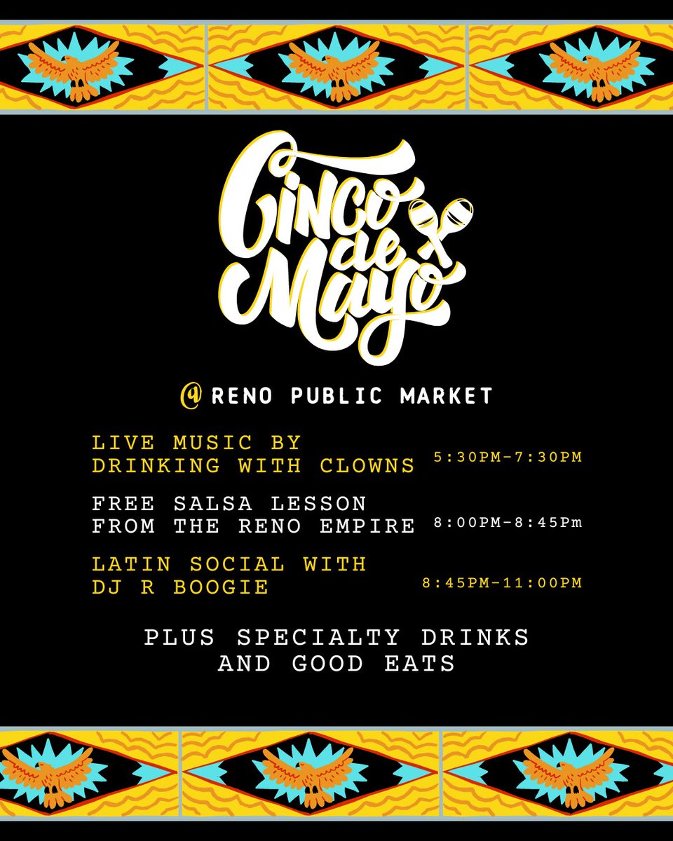 Come see us this Friday and celebrate #CincoDeMayo with us! FOOD! DRINKS! FREE DANCE LESON! Latin music all night! Vamos!!!