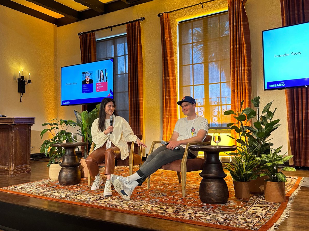 had a real hoot talking about the earliest days of <a href="/poggio_labs/">Poggio</a> with <a href="/caseyaylward/">Casey Aylward</a>. thank you to @accel for putting together an awesome event! 🙏