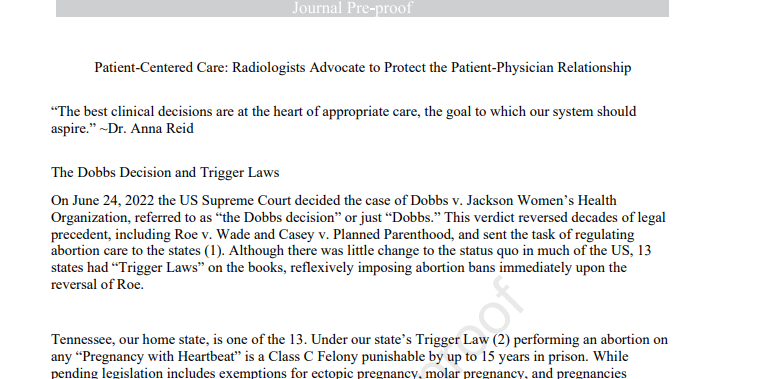 katefd5's tweet photo. Why should #radiologists care about abortion "Trigger Laws"? Because we care for pregnant patients! Please read this @JACRJournal to learn more and support @RadiologyACR #Resolution11 up for consideration at #ACR23 next week! 🎉 #rads4choice

https://t.co/LnnAp09T0S https://t.co/zptdfxfOA6