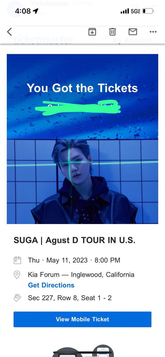 runbangtn's tweet photo. I got two tickets to see yoongi in LA that I need to sell. Looking for someone to buy face value. Dm me if interested!! 

#SUGA_AgustD_TOUR https://t.co/axwmfMTInv