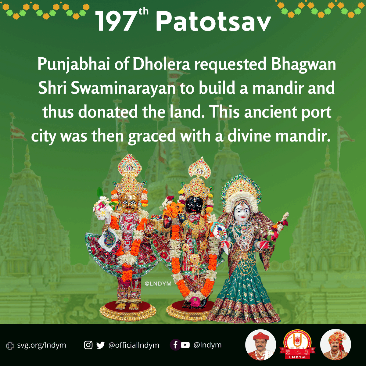 officiallndym's tweet photo. Today is the 197th Patotsav of Shri Madanmohanji Maharaj in Dholera
#Swaminarayan #LNDYM #Dharmakul #VadtalGadi #LNDev #NNDev #Dholera #Madanmohan #Madanmohanji #MadanmohanjiMaharaj https://t.co/ZaDrCjj6nc