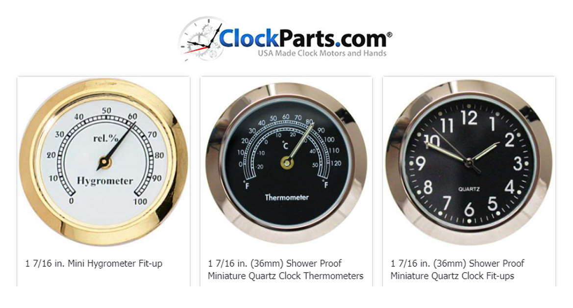 ClockPartsCom's tweet image. Stay weather-ready with our collection of  #WeatherInstruments inserts. From thermometers to hygrometers, we offer a range of sizes and matching clock inserts. Our unique #ShowerProof line is perfect for outdoor use on bicycles, ATVs &amp;amp; motorcycles. clockparts.com/weather-instru… #WX