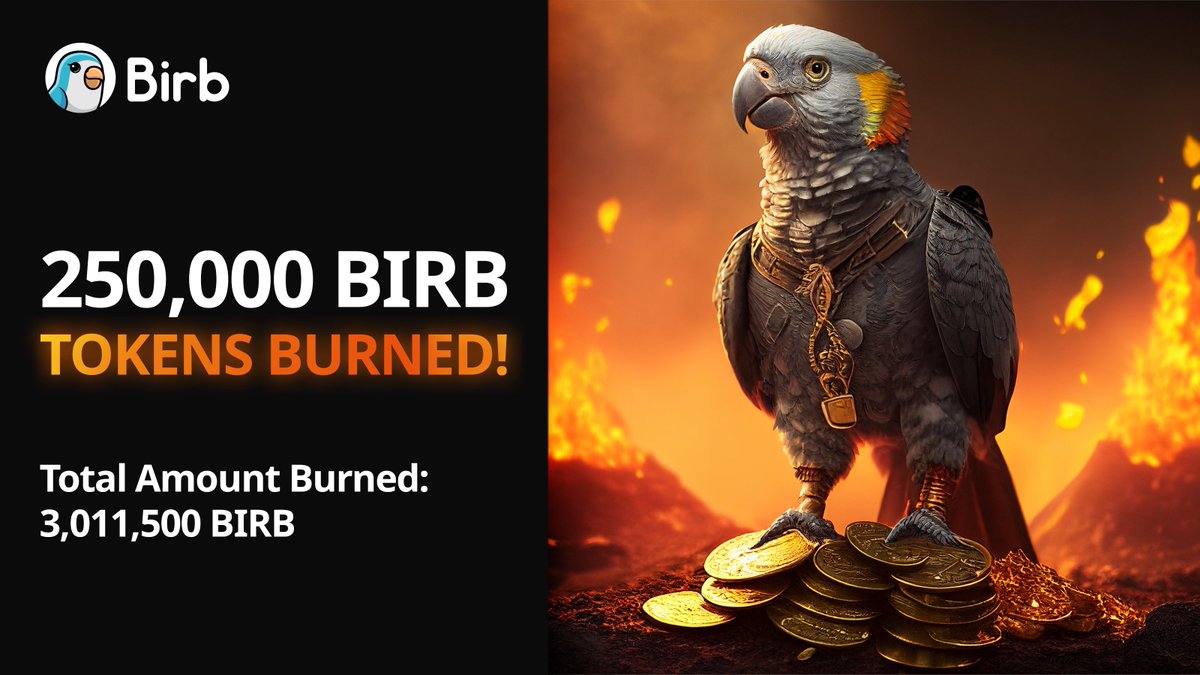🔥🐦💥BIRB TOKEN INFERNO! 💥🐦🔥 We've just TORCHED 250,000 $BIRB tokens! 🚀 Observe as the overall supply DIMINISHES and BIRB's worth SOARS over time! BURN: bscscan.com/tx/0x60017864b… Total Burned: 3,011,500 BIRB 🦜🔥 #BSC $BIRB #TokenBurnParty 🔥🪙