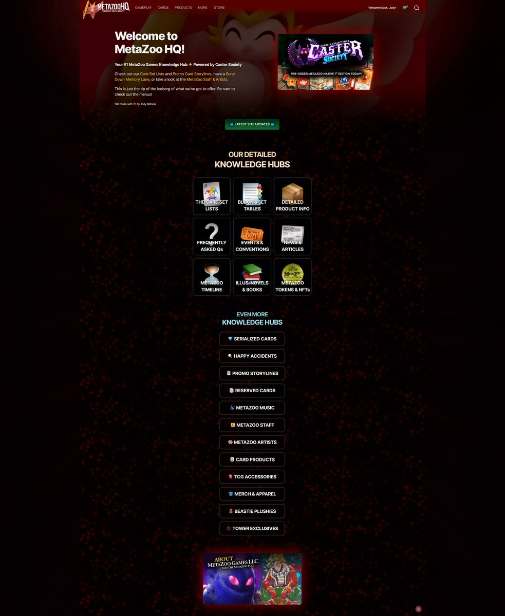MetaZooHQ's tweet photo. Decided to spend time redesigning the MetaZooHQ homepage links to be more user friendly. It's pretty intense how many different kinds of pages exist across the site! Hope this makes things easier; not having to use the menus as often. https://t.co/mg3GJ3Ulne #MetaZoo #MetaZooHQ https://t.co/QYKEKbefhr