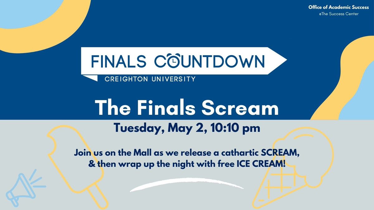 Join us at 10pm tonight on the Mall as hundreds of students countdown together to let out one giant scream at 10:10pm! Ice cream treats to follow!🍦