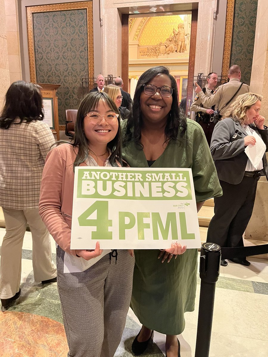 ShawnFetta's tweet photo. Super proud of Mel, @mainstreetweets organizer in MN. Tonight, #PaidLeaveMN  passed. She has worked so hard to build true small biz power. Today, she was in the building for 10 hours rallying Main Street. A star in the making and a very special person. Congrats, Mel! https://t.co/XiTxhjtzoU
