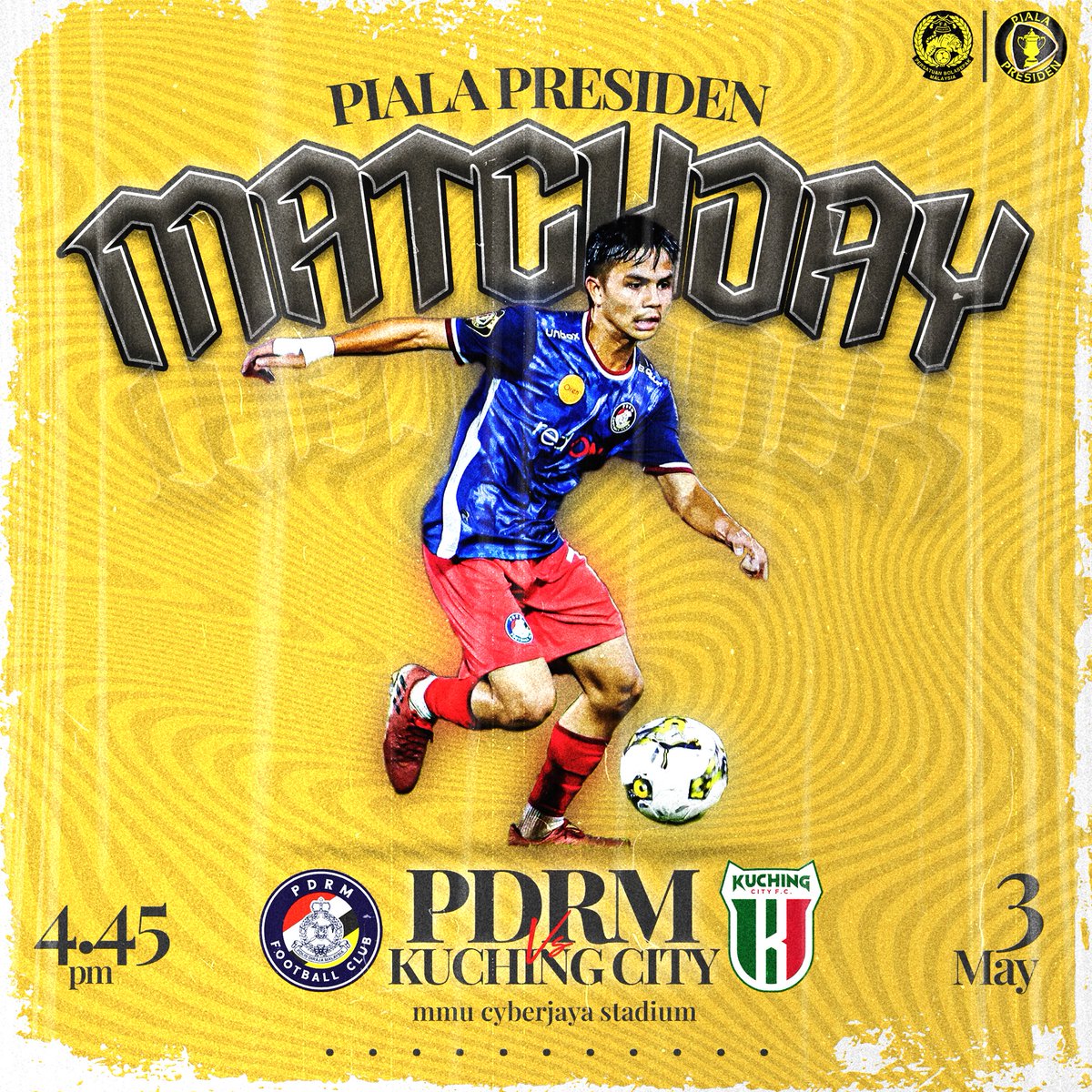 pdrmfcmy's tweet photo. ⚔️ IT’S GAMEDAY! - PIALA PRESIDEN 🏆

After a long break, our U20 squad's first home game of the season is against Kuching City FC at the MMU Cyberjaya Stadium. Kick off time is on 4.45pm! 🔵🔴

Admission is FREE!

#pdrmfc #sangsakabiru #upthecops #pialapresiden #pdrmfcu20 https://t.co/G9Bv23sXp5